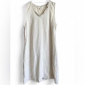 Briggs New York Womens Cream Boho Linen Blend Apron Ruffle Midi Dress Medium